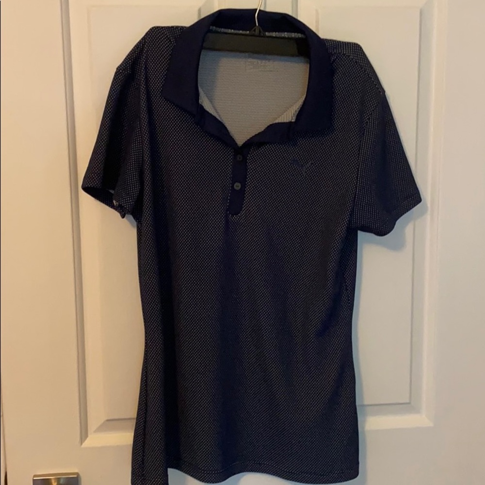 Almost new Puma pea coat blue polka dot golf shirt